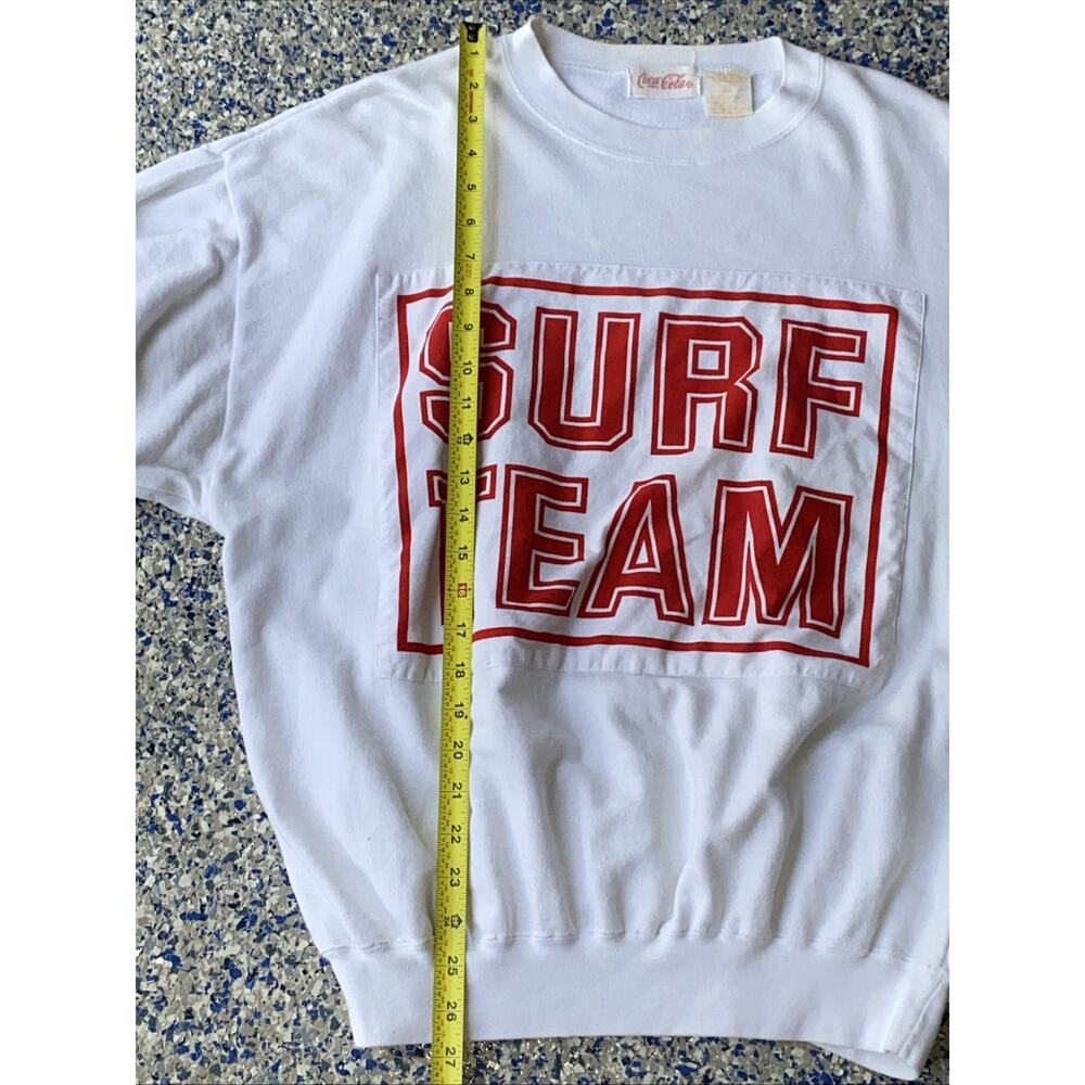 RARE VTG Coca-Cola White Crew Neck Shirt Pullover Surf Team Yacht Club Sz Large - Picture 11 of 11
